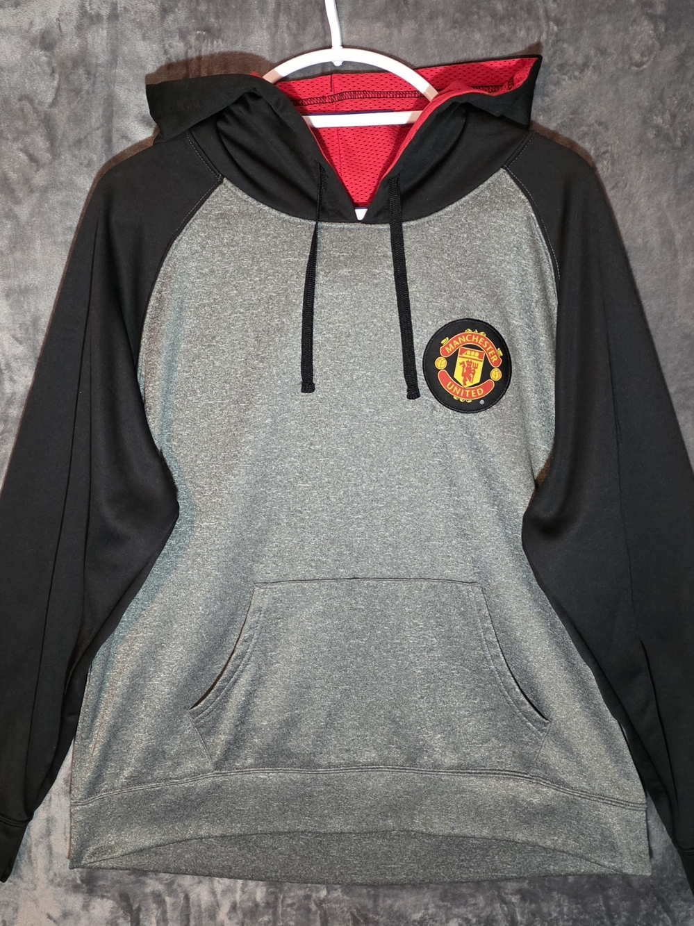 Official Manchester United FC Gray & Black Crewneck Hoodie